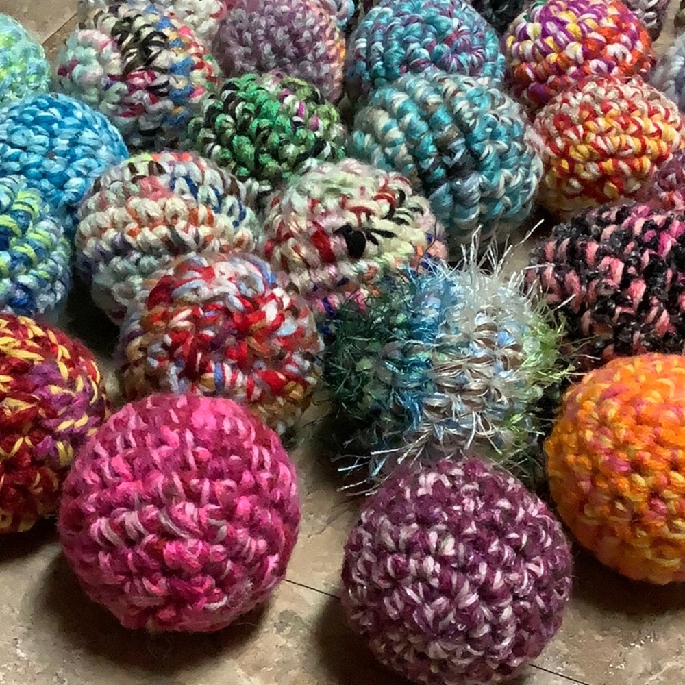 (3) Crocheted scrap balls